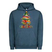 Pigment Midnight Navy book christmas tree merry christmas Urban Hoodie - Zillion Design Studio