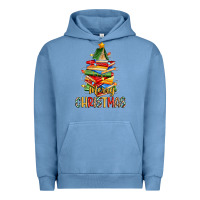 Pigment Pebble Blue book christmas tree merry christmas Urban Hoodie - Zillion Design Studio
