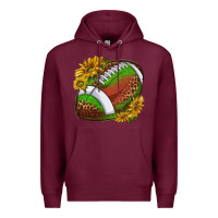 Burgundy footballwithsunflowers Premium Hoodie - texasbilliewilder