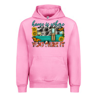Fuchsia Pink home is where  you park it Urban Hoodie - texasbilliewilder