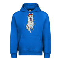 Cobalt Christmas White Shepherd With Christmas Lights Urban Hoodie - RanaPortraitStore