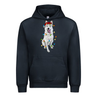 Navy Christmas White Shepherd With Christmas Lights Urban Hoodie - RanaPortraitStore