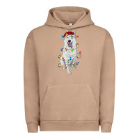 Pigment Burro Christmas White Shepherd With Christmas Lights Urban Hoodie - RanaPortraitStore