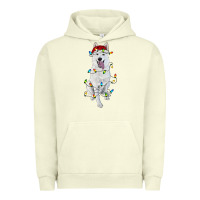 Pigment Pistachio Christmas White Shepherd With Christmas Lights Urban Hoodie - RanaPortraitStore