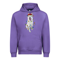 Tulip Christmas White Shepherd With Christmas Lights Urban Hoodie - RanaPortraitStore