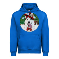 Cobalt Christmas White Shepherd With Cowhide Urban Hoodie - RanaPortraitStore