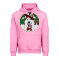 Fuchsia Pink Christmas White Shepherd With Cowhide Urban Hoodie - RanaPortraitStore