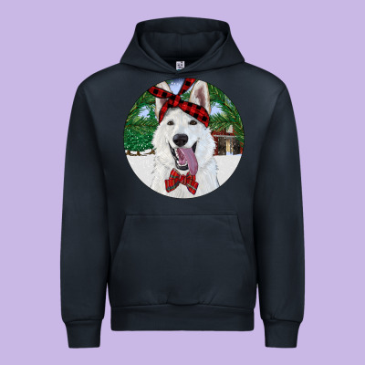 Urban Hoodie Christmas White Shepherd With Cowhide