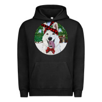 Pigment Black Christmas White Shepherd With Cowhide Urban Hoodie - RanaPortraitStore