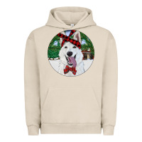 Pigment French Oak Christmas White Shepherd With Cowhide Urban Hoodie - RanaPortraitStore