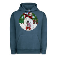 Pigment Midnight Navy Christmas White Shepherd With Cowhide Urban Hoodie - RanaPortraitStore