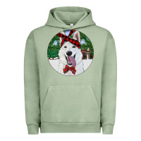 Pigment Oil Green Christmas White Shepherd With Cowhide Urban Hoodie - RanaPortraitStore