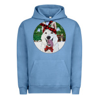 Pigment Pebble Blue Christmas White Shepherd With Cowhide Urban Hoodie - RanaPortraitStore