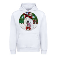 White Christmas White Shepherd With Cowhide Urban Hoodie - RanaPortraitStore