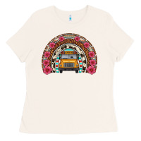 School Bus Leopard Cowhide Rainbow Ladies Tee | Teevron