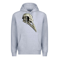 Heather Grey Raven Skull Premium Hoodie - RanaPortraitStore