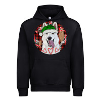 Black Christmas White Shepherd With Buffalo Plaid Urban Hoodie - RanaPortraitStore