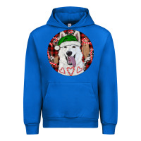 Cobalt Christmas White Shepherd With Buffalo Plaid Urban Hoodie - RanaPortraitStore