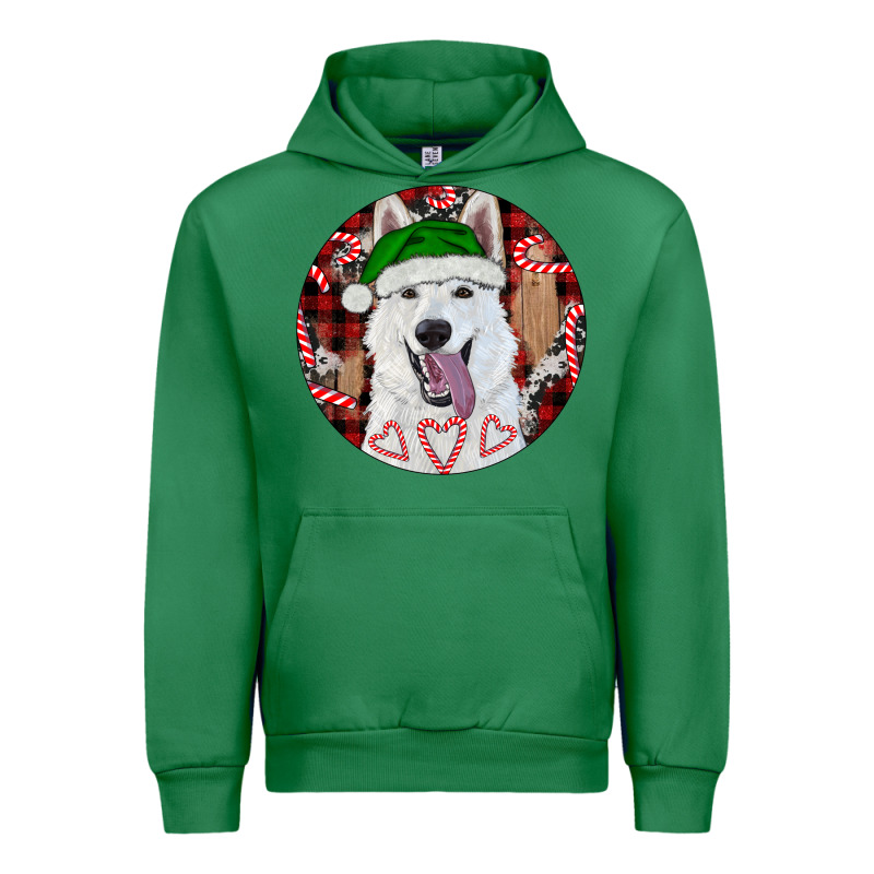Christmas White Shepherd With Buffalo Plaid Urban Hoodie by RanaPortraitStore | Teevron