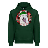 Forest Green Christmas White Shepherd With Buffalo Plaid Urban Hoodie - RanaPortraitStore