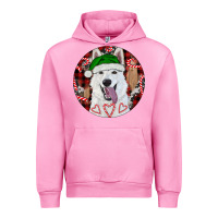 Fuchsia Pink Christmas White Shepherd With Buffalo Plaid Urban Hoodie - RanaPortraitStore