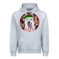 Heather Grey Christmas White Shepherd With Buffalo Plaid Urban Hoodie - RanaPortraitStore