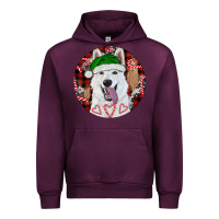 Mauve Wine Christmas White Shepherd With Buffalo Plaid Urban Hoodie - RanaPortraitStore