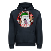 Navy Christmas White Shepherd With Buffalo Plaid Urban Hoodie - RanaPortraitStore