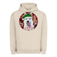 Pigment French Oak Christmas White Shepherd With Buffalo Plaid Urban Hoodie - RanaPortraitStore