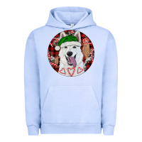 Pigment Grape Ice Christmas White Shepherd With Buffalo Plaid Urban Hoodie - RanaPortraitStore