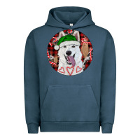 Pigment Midnight Navy Christmas White Shepherd With Buffalo Plaid Urban Hoodie - RanaPortraitStore