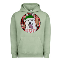 Pigment Oil Green Christmas White Shepherd With Buffalo Plaid Urban Hoodie - RanaPortraitStore