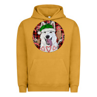 Pigment Peanut Butter Christmas White Shepherd With Buffalo Plaid Urban Hoodie - RanaPortraitStore