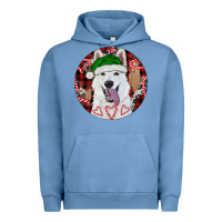 Pigment Pebble Blue Christmas White Shepherd With Buffalo Plaid Urban Hoodie - RanaPortraitStore