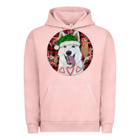 Pigment Salmon Christmas White Shepherd With Buffalo Plaid Urban Hoodie - RanaPortraitStore