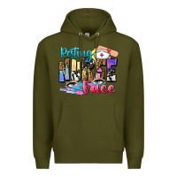 Army Green resting nurse face Premium Hoodie - Zillion Design Studio