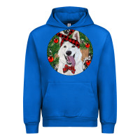 Cobalt Christmas White Shepherd With Cowhide Urban Hoodie - RanaPortraitStore