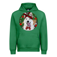 Emerald Christmas White Shepherd With Cowhide Urban Hoodie - RanaPortraitStore