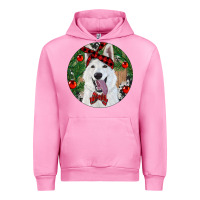 Fuchsia Pink Christmas White Shepherd With Cowhide Urban Hoodie - RanaPortraitStore