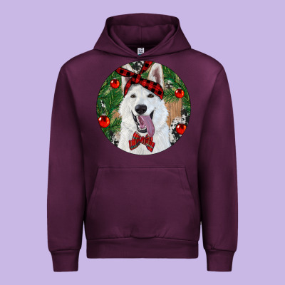 Urban Hoodie Christmas White Shepherd With Cowhide