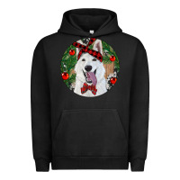 Pigment Black Christmas White Shepherd With Cowhide Urban Hoodie - RanaPortraitStore