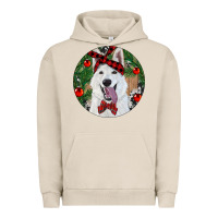 Pigment French Oak Christmas White Shepherd With Cowhide Urban Hoodie - RanaPortraitStore