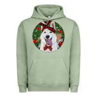 Pigment Oil Green Christmas White Shepherd With Cowhide Urban Hoodie - RanaPortraitStore