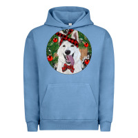 Pigment Pebble Blue Christmas White Shepherd With Cowhide Urban Hoodie - RanaPortraitStore