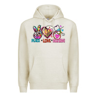 Oatmeal Heather peace love nursing Premium Hoodie - Zillion Design Studio