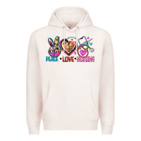 Pale Pink peace love nursing Premium Hoodie - Zillion Design Studio