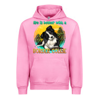 Fuchsia Pink life is better with a border collie Urban Hoodie - texasbilliewilder