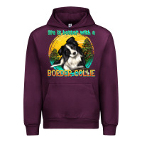 Mauve Wine life is better with a border collie Urban Hoodie - texasbilliewilder