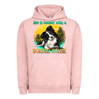 Pigment Salmon life is better with a border collie Urban Hoodie - texasbilliewilder
