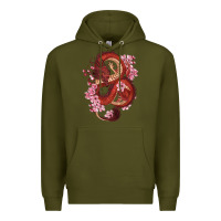 Army Green red dragon and sakura cherry blossoms Premium Hoodie - RanaPortraitStore